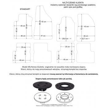 Alfa Romeo Guiletta od 2010r. Dywaniki welurowe PLATINUM - kolory do wyboru.