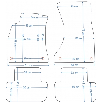 Audi A4 B8 2007-2015r. / Audi A5 Sportback 2009-2016r. - Samochodowe dywaniki welurowe Gold (czarne)