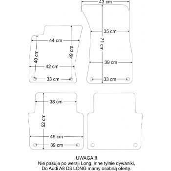 Audi A8 D3 2002-2009 r. Dywaniki Welurowe RZ