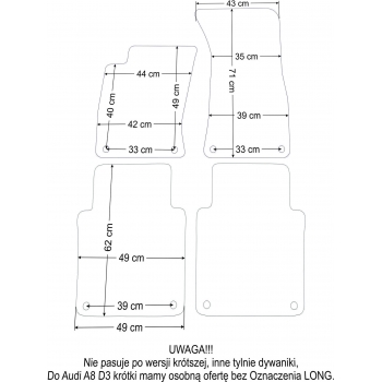 Audi A8 D3 LONG 2002-2009r. Dywaniki Welurowe RZ