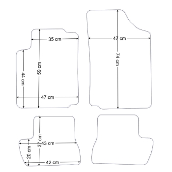 Citroen C2 2003-2009r. Dywaniki welurowe - SILVER - kolory do wyboru.