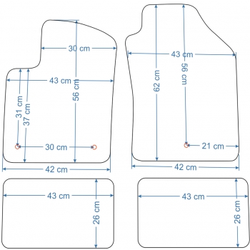 Fiat 500e 2015-2020r. Dywaniki welurowe - SILVER - kolory do wyboru.