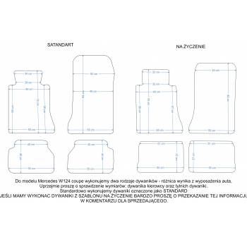 Mercedes E-klasa W124 1993-1996r. Coupe Dywaniki welurowe - ECONOMY - kolory do wyboru.
