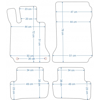 Mercedes C-Klasa W204 2007-2014r. Dywaniki welurowe - ECONOMY - kolory do wyboru.