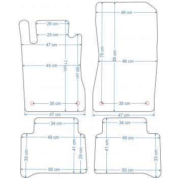 Mercedes CLS C219 2005-2010r. Dywaniki welurowe - ECONOMY - kolory do wyboru.