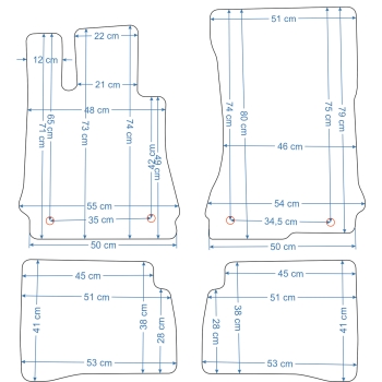 Mercedes S-klasa W221 2005-2013r. Dywaniki welurowe - ECONOMY - kolory do wyboru.