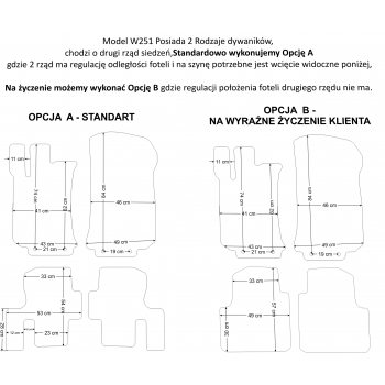 Mercedes R-klasa W251 2005-2012r. Dywaniki Welurowe RZ