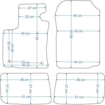 Renault Twingo II 2007-2014r. Dywaniki welurowe - GOLD - kolory do wyboru.