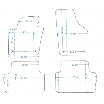 Seat Alhambra 5os 2010-2022r. / VW Sharna 5os od 2010r. Samochodowe dywaniki welurowe Gold (czarne)