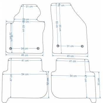 VW Touran 2003-2015r. Dywaniki welurowe - ECONOMY - kolory do wyboru.