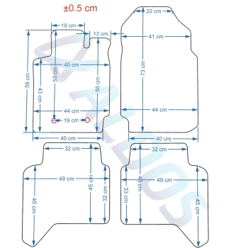Ford Ranger T6 (2011–2022) Double Cabin Dywaniki welurowe SILVER - WYPRZEDAŻ