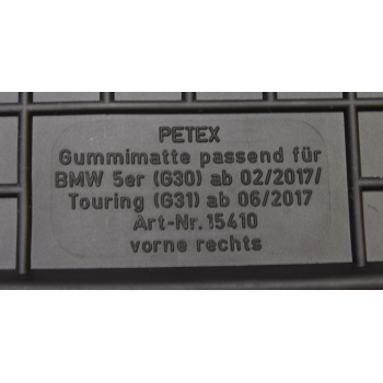 Dywaniki gumowe Petex do: BMW Seria 5 G30 od 02/2017r.  i  G31 od 06/2017r.