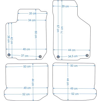Dywaniki welurowe do VW Golf IV 1998-2006r. / VW Bora 1997-2005r. / Seat Leon I 1999-2005r. / Seat Toledo II 1999-2004r. / Skoda Octavia 1996-2010r.